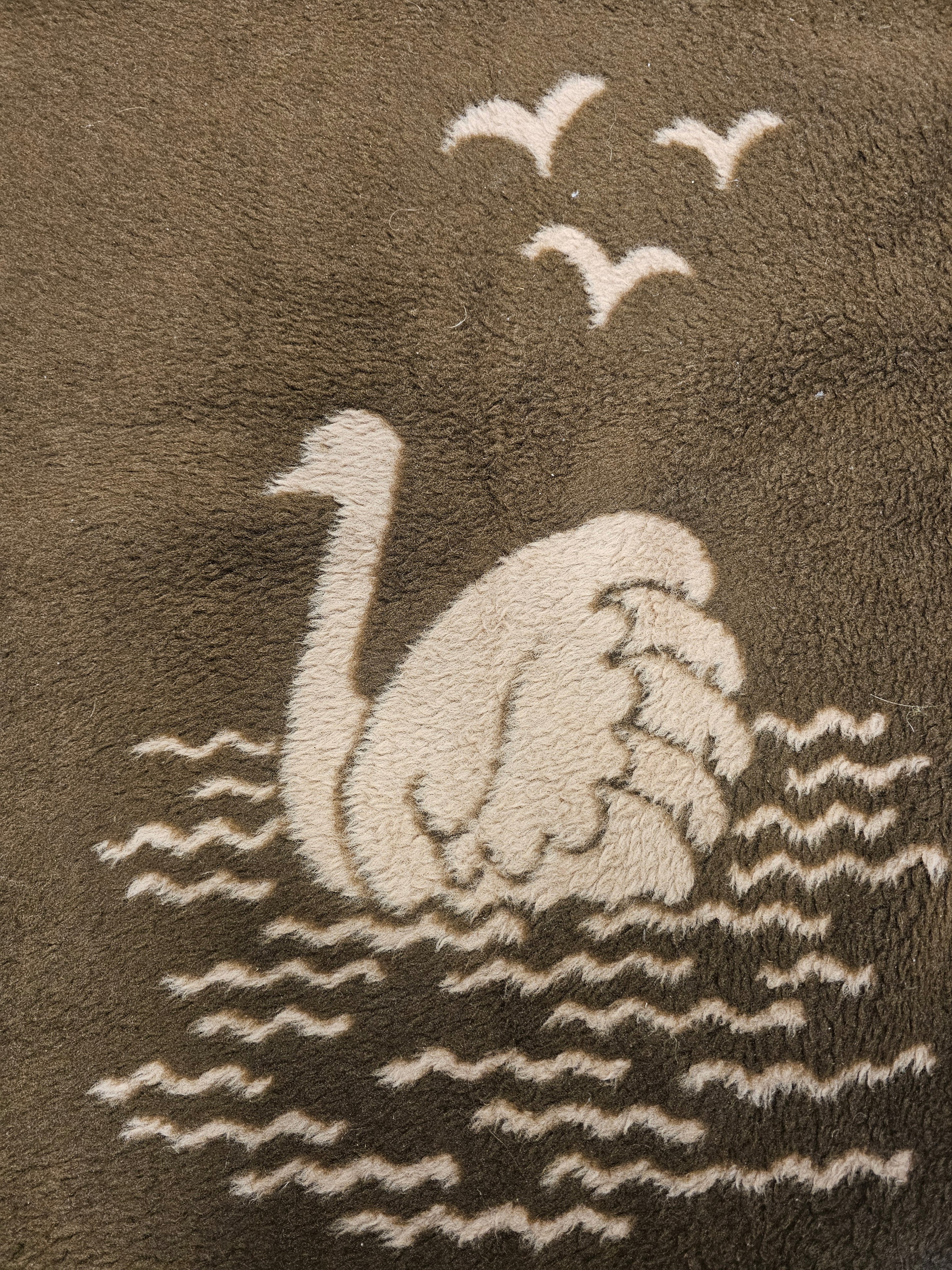 Aabe vintage ledikant deken Dralon Beige zwaan 104x72 cm