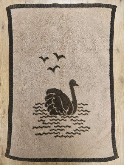 Aabe vintage ledikant deken Dralon Beige zwaan 104x72 cm