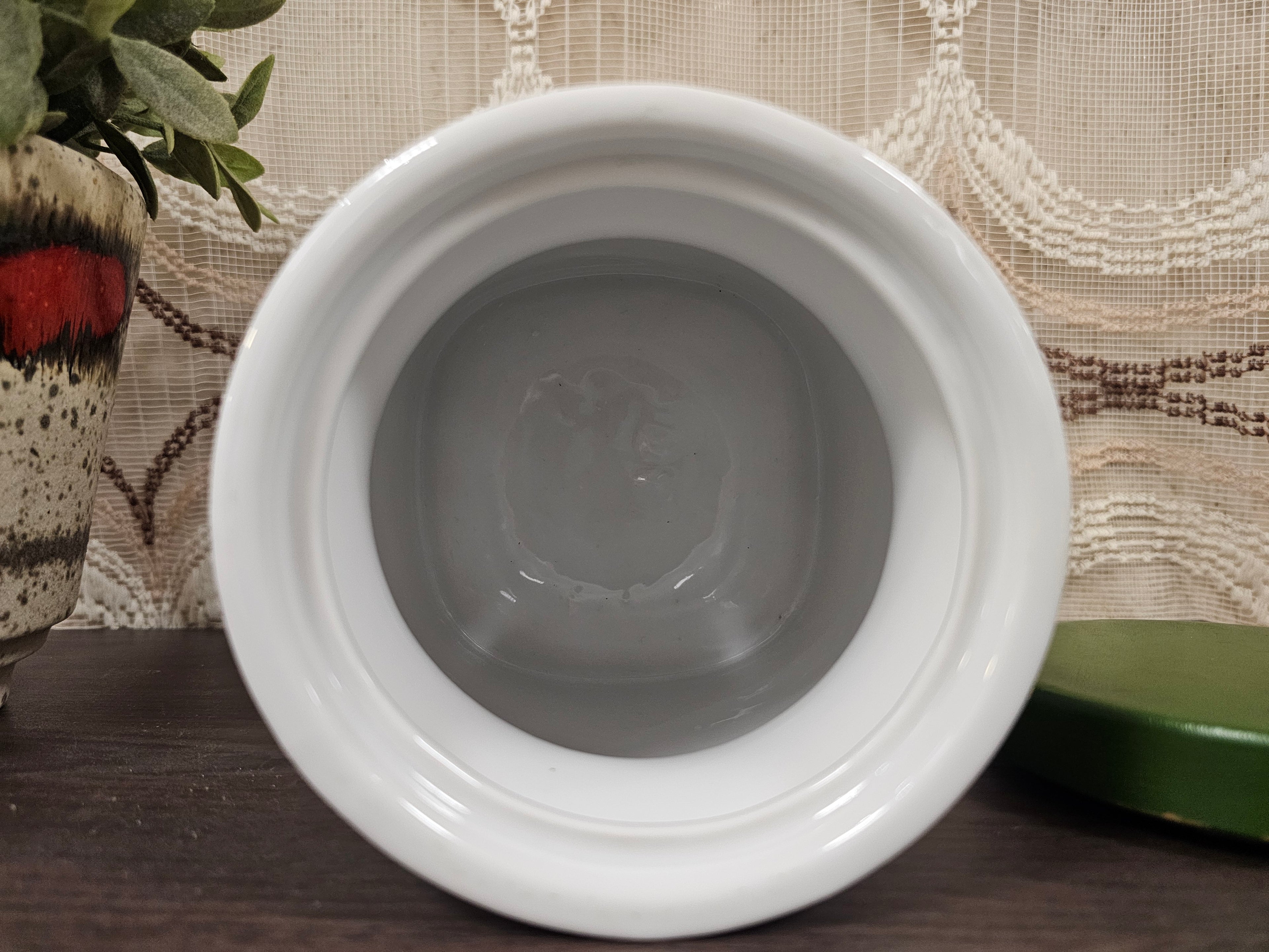 Vintage keramieken pot met houten deksel  jaren ’70 keukenpot (15 cm)