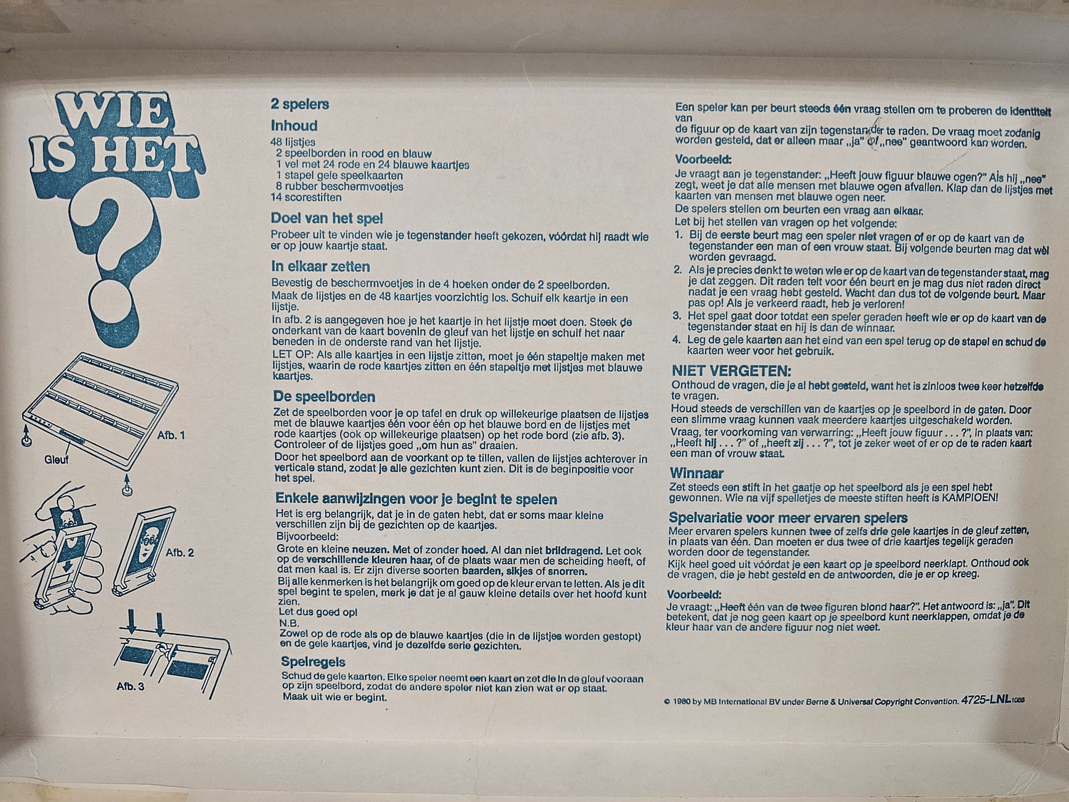 Wie is het? MB Spel jaren 80  vintage gezelschapsspel