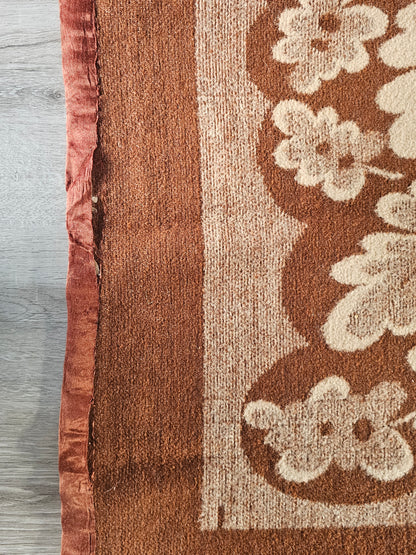 Dubbelzijdige vintage deken met bladmotief 194 x 167 cm