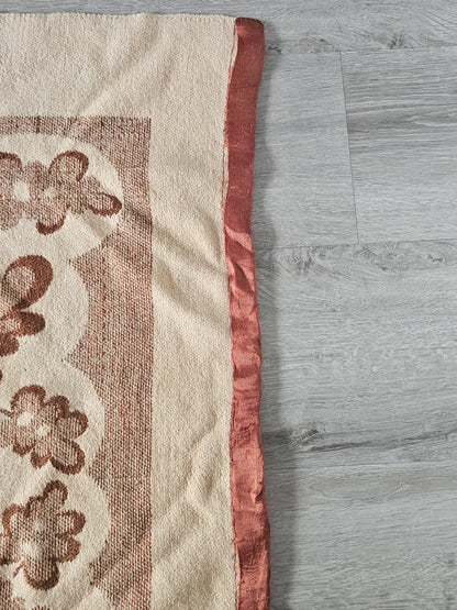 Dubbelzijdige vintage deken met bladmotief 194 x 167 cm