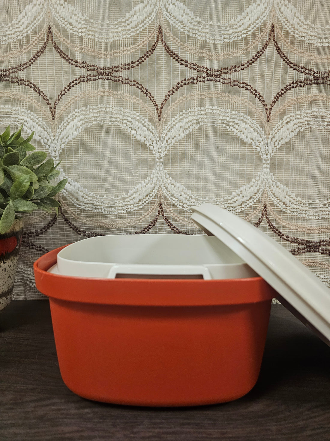 Tupperware oranje serveerwonder met vergiet