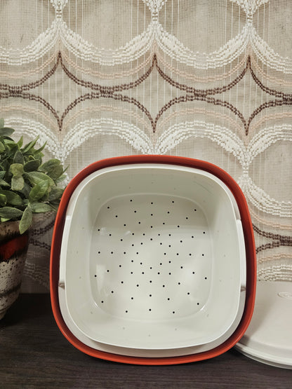 Tupperware oranje serveerwonder met vergiet