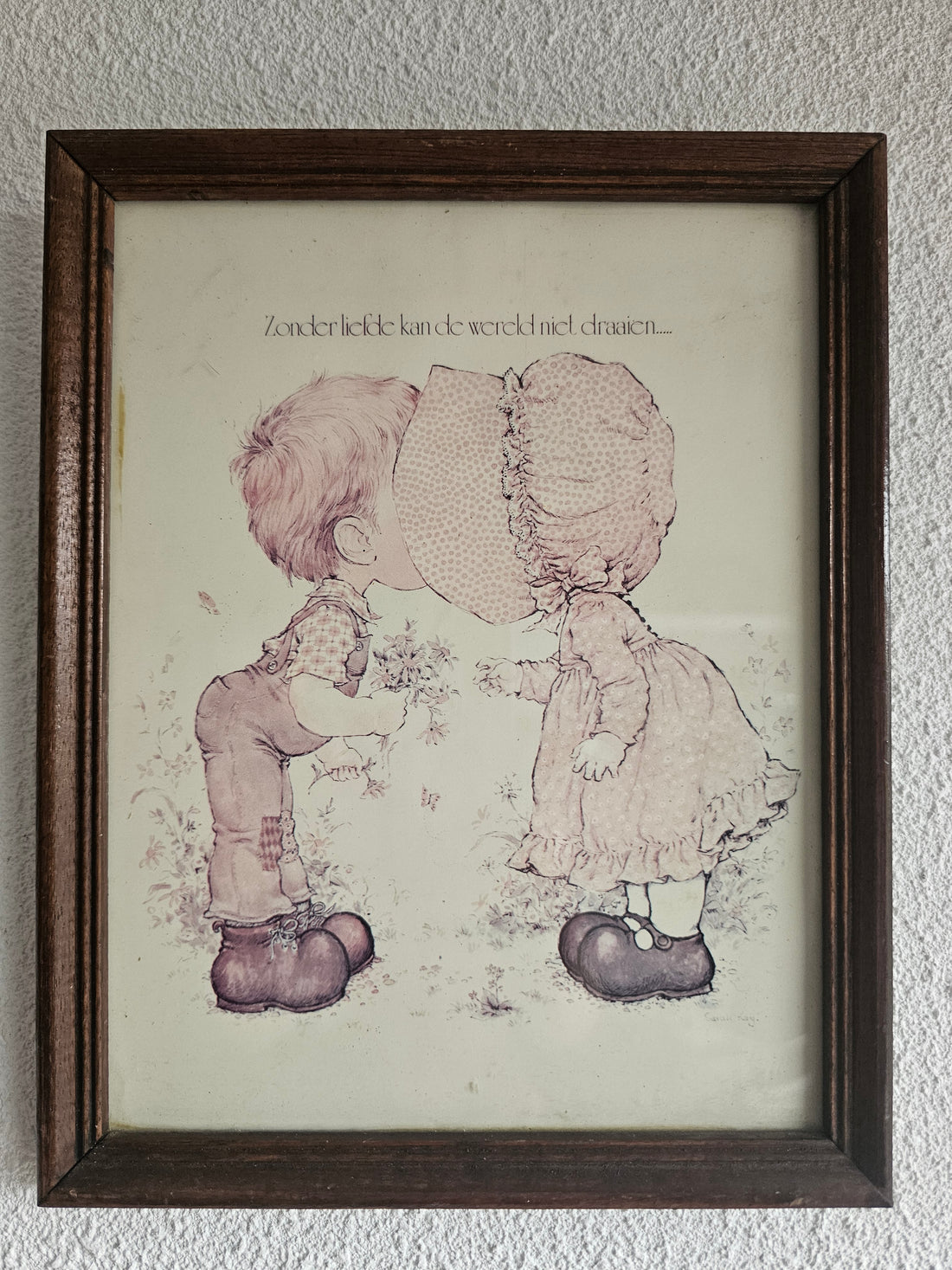 Sarah Kay prent ‘Zonder liefde kan de wereld niet draaien’ vintage jaren 80