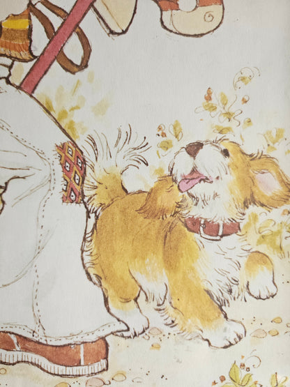 Grote Sarah Kay prent in zwarte lijst  vintage illustratie 43 x 28,5 cm