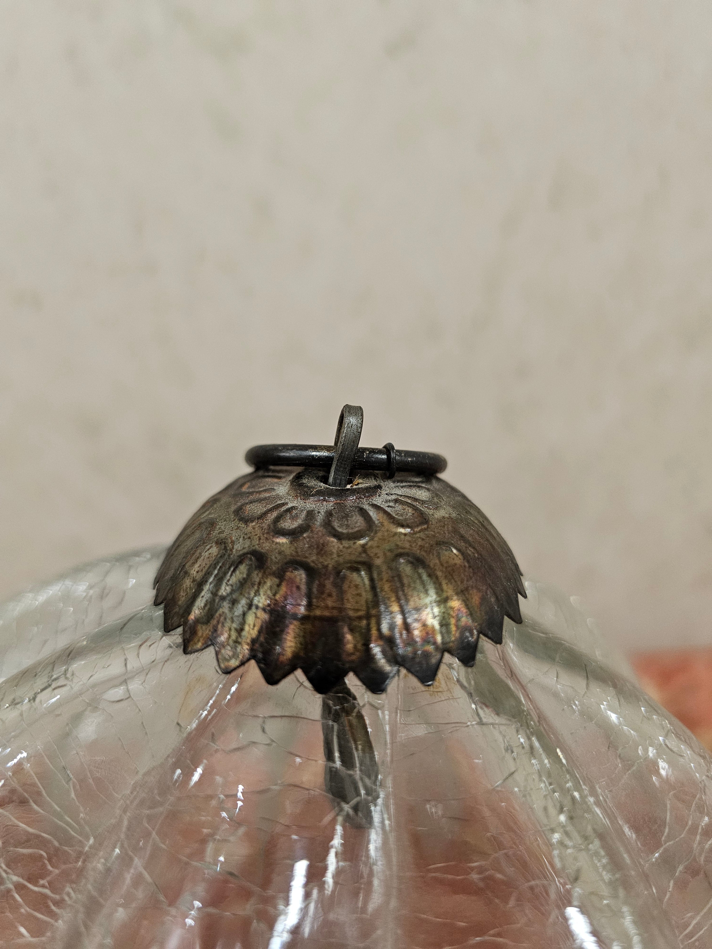 Grote glazen heksenbal helder krakelee glas pompoenvorm 16 cm