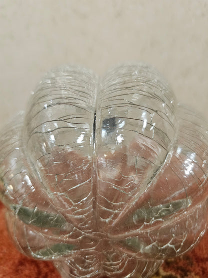 Grote glazen heksenbal helder krakelee glas pompoenvorm 16 cm