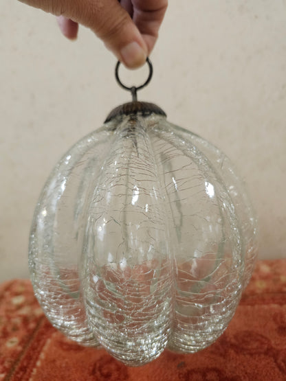 Grote glazen heksenbal helder krakelee glas pompoenvorm 16 cm