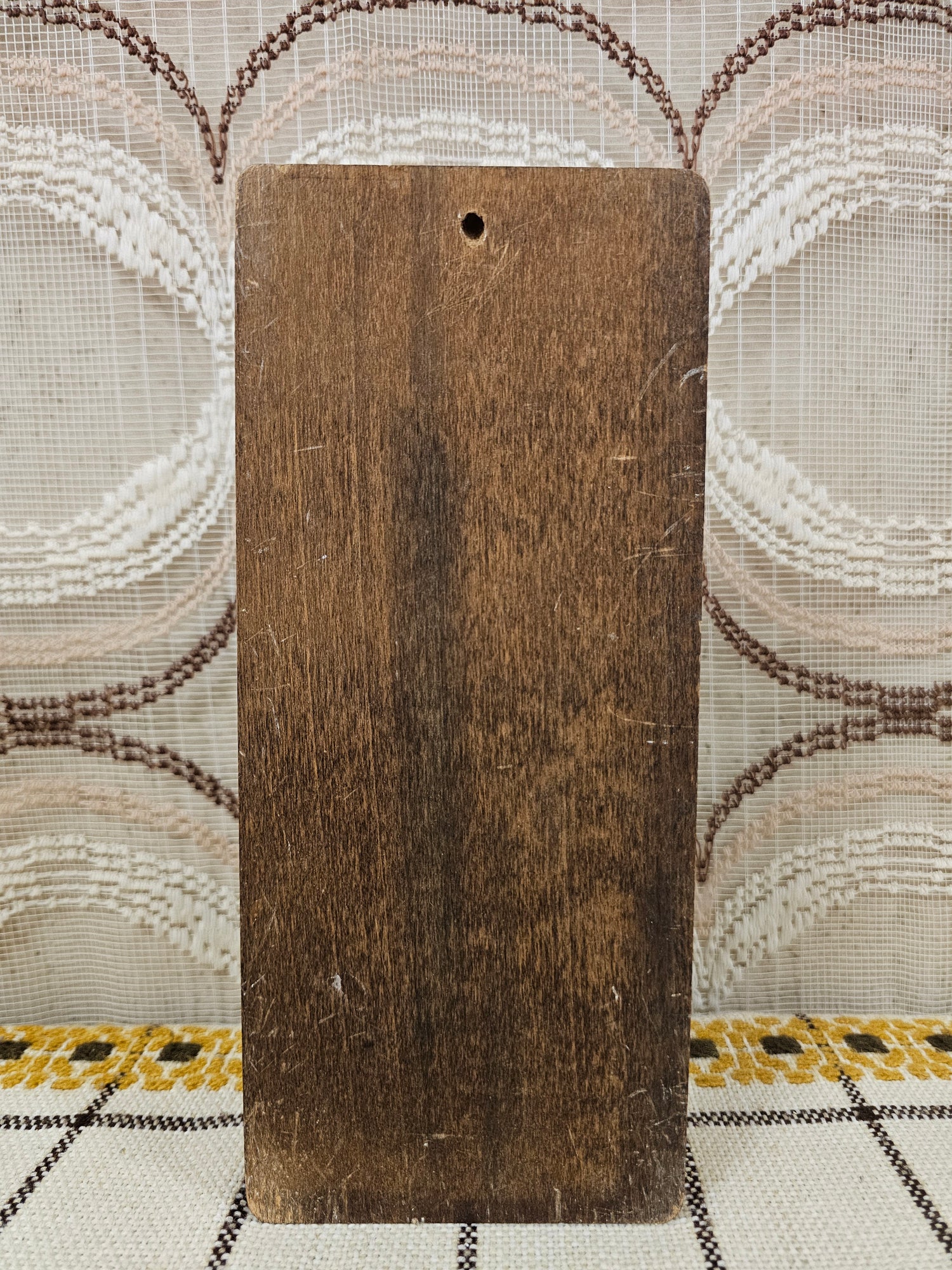 Vintage houten speculaasplank – molen en schip – 23,5 x 11 cm