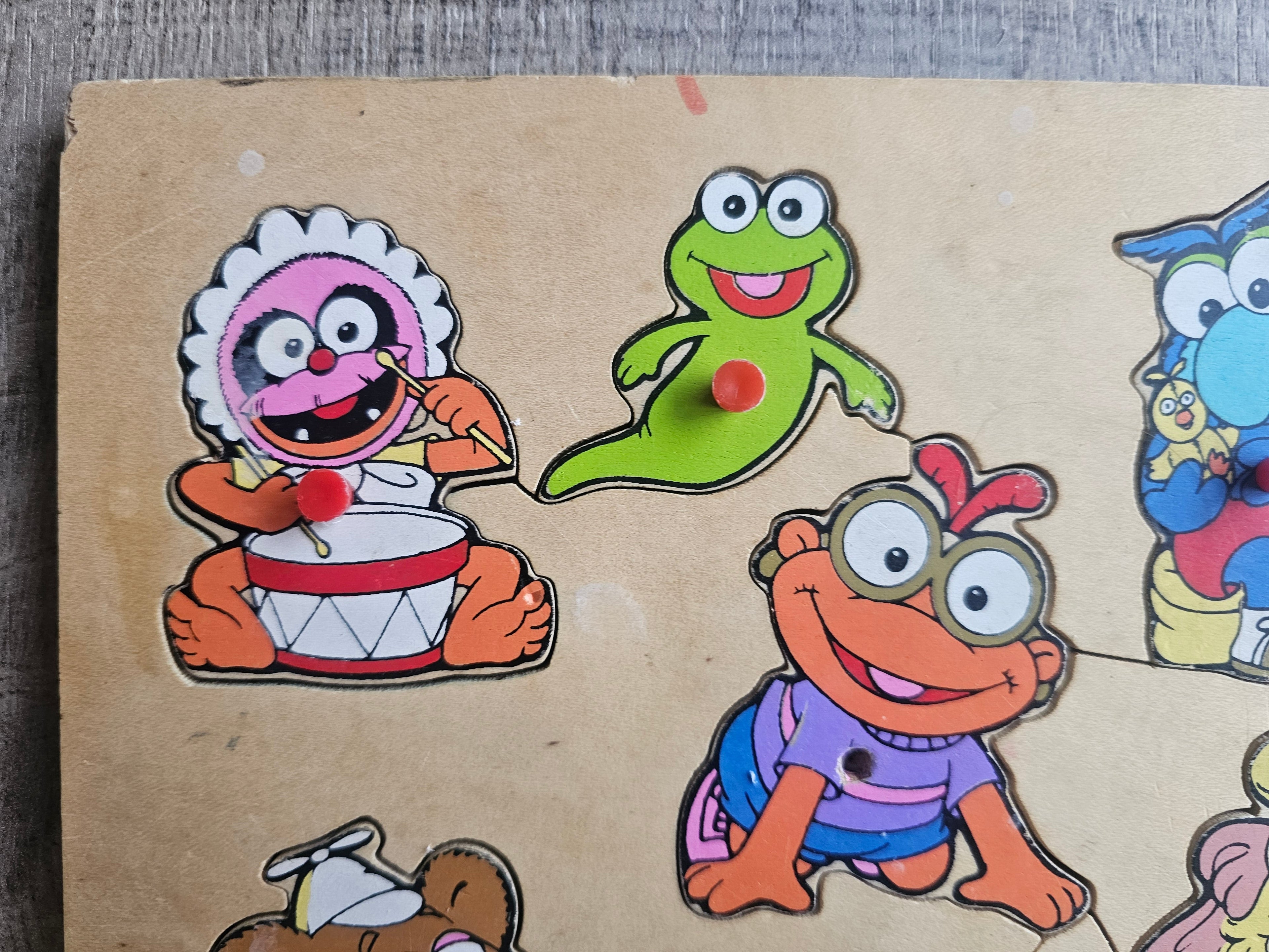 Mini Muppets vintage houten puzzel 1985 Henson speelgoed