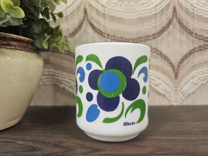 Arcopal France beker blauwe groene bloemen Knorr