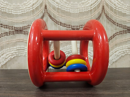 Vintage Ambi Toys rammelaar – rollend babyspeelgoed met kleurrijke ringen