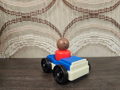 Fisher Price blauwe auto vintage poppetje jaren ’70