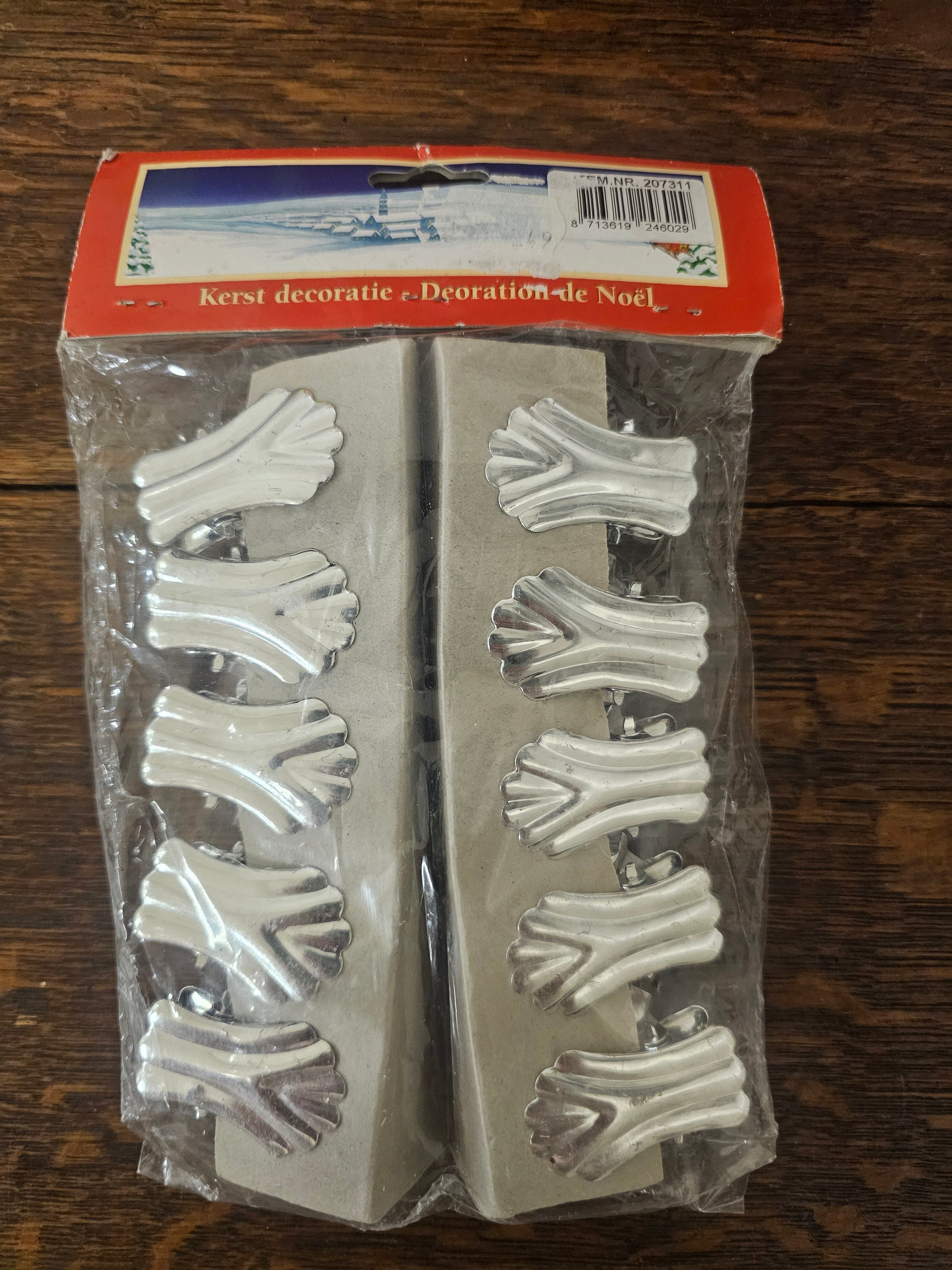 Kerstboom kaarsenhouders zilverkleur vintage set van 10