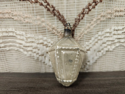 Vintage glazen kerstbal lantaarn zilver 6,5 cm