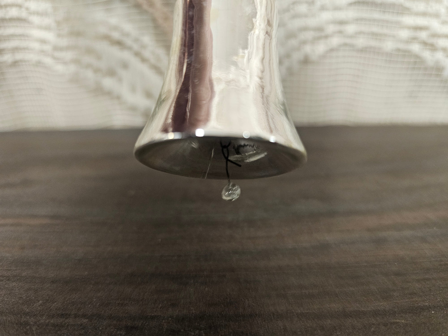 Vintage glazen kerstdecoratie bel zilver circa  5 cm