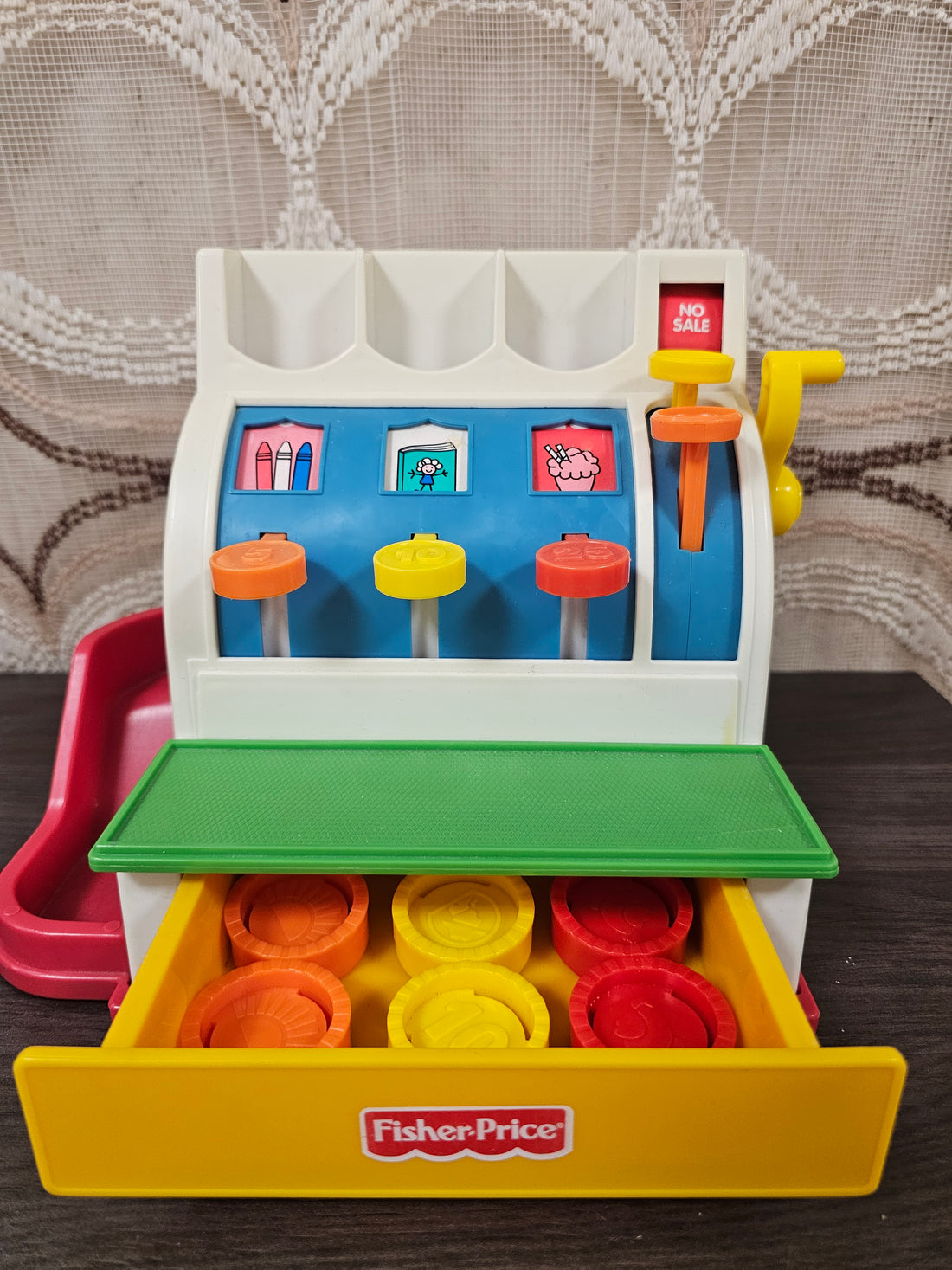 Fisher Price kassa compleet 6 gekleurde munten