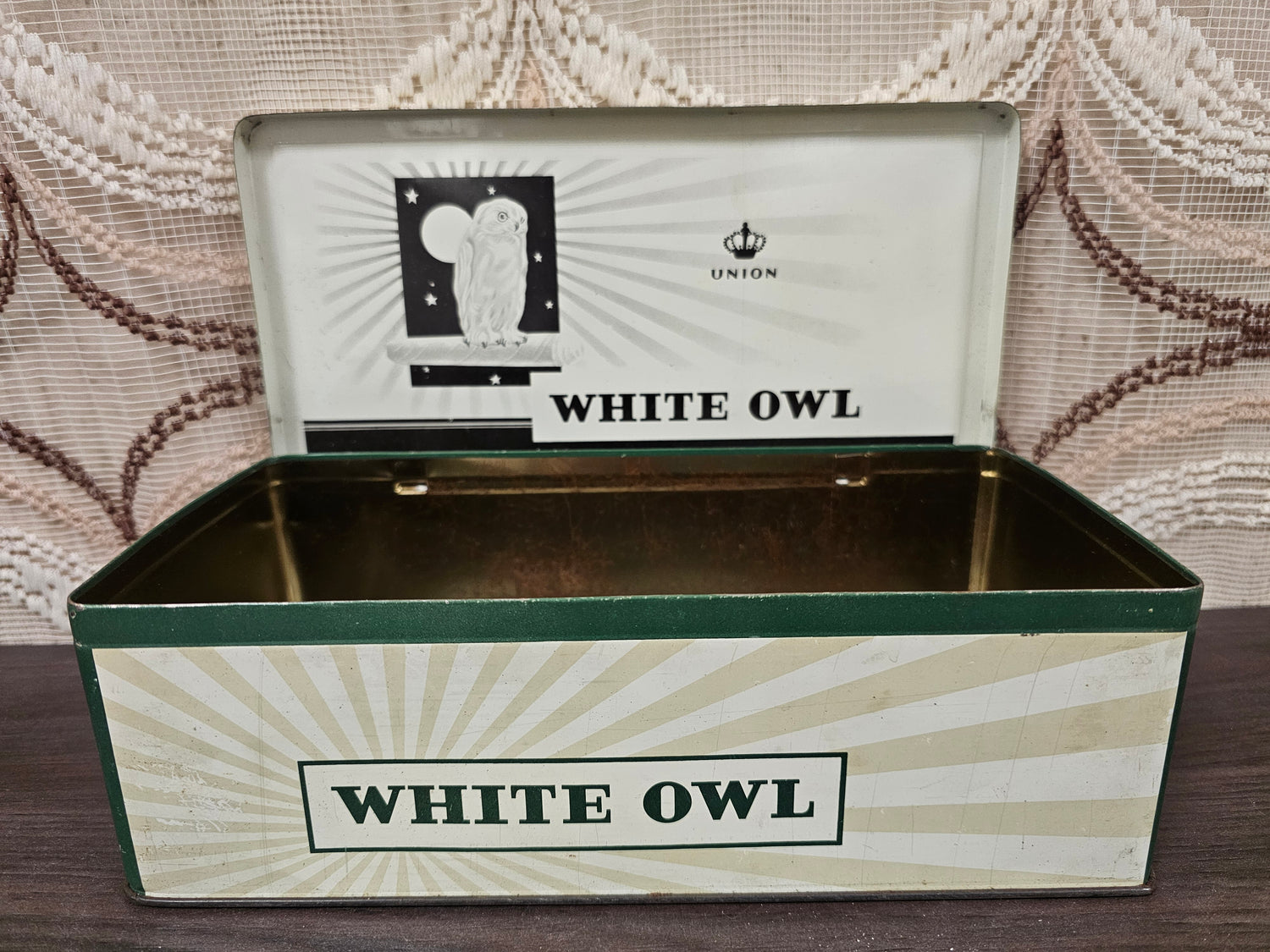 Vintage sigarenblik White Owl La Bolsa Kampen, jaren &