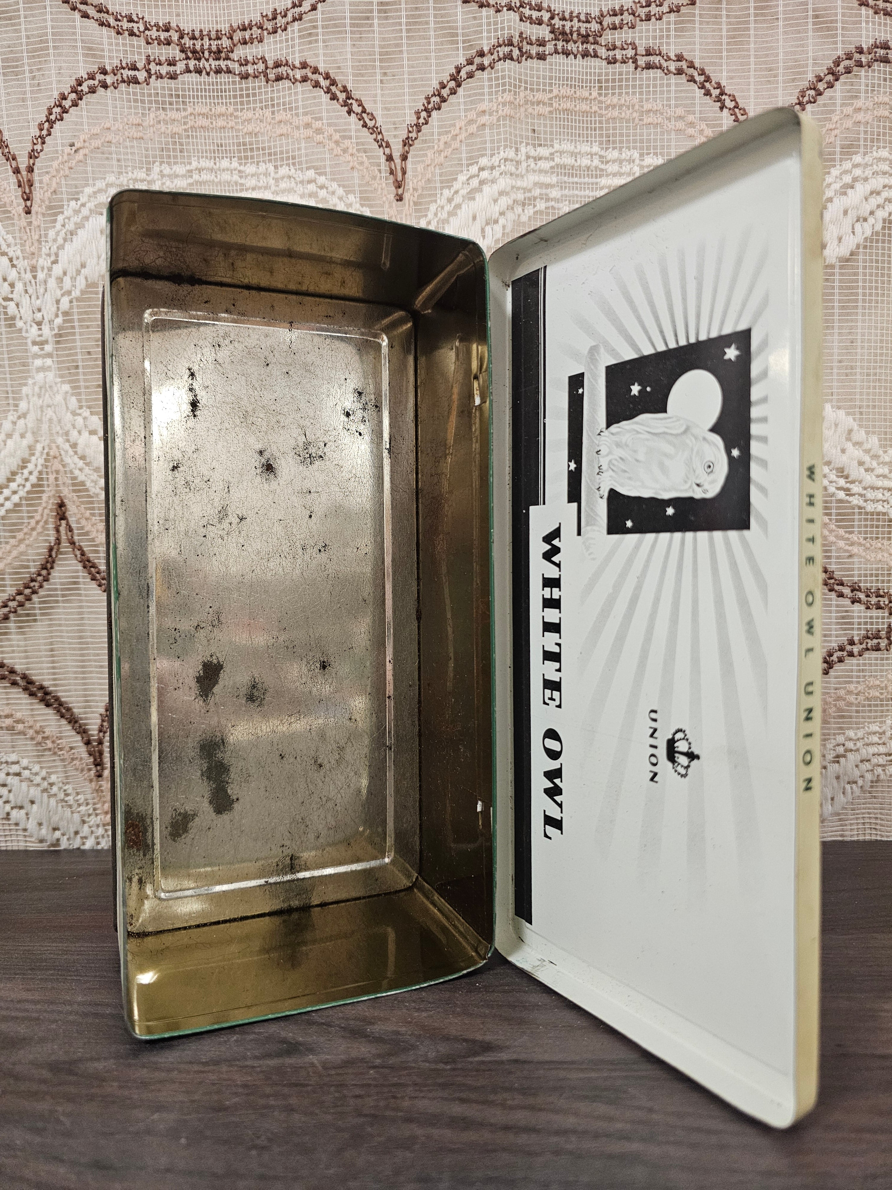 Vintage sigarenblik White Owl La Bolsa Kampen, jaren &