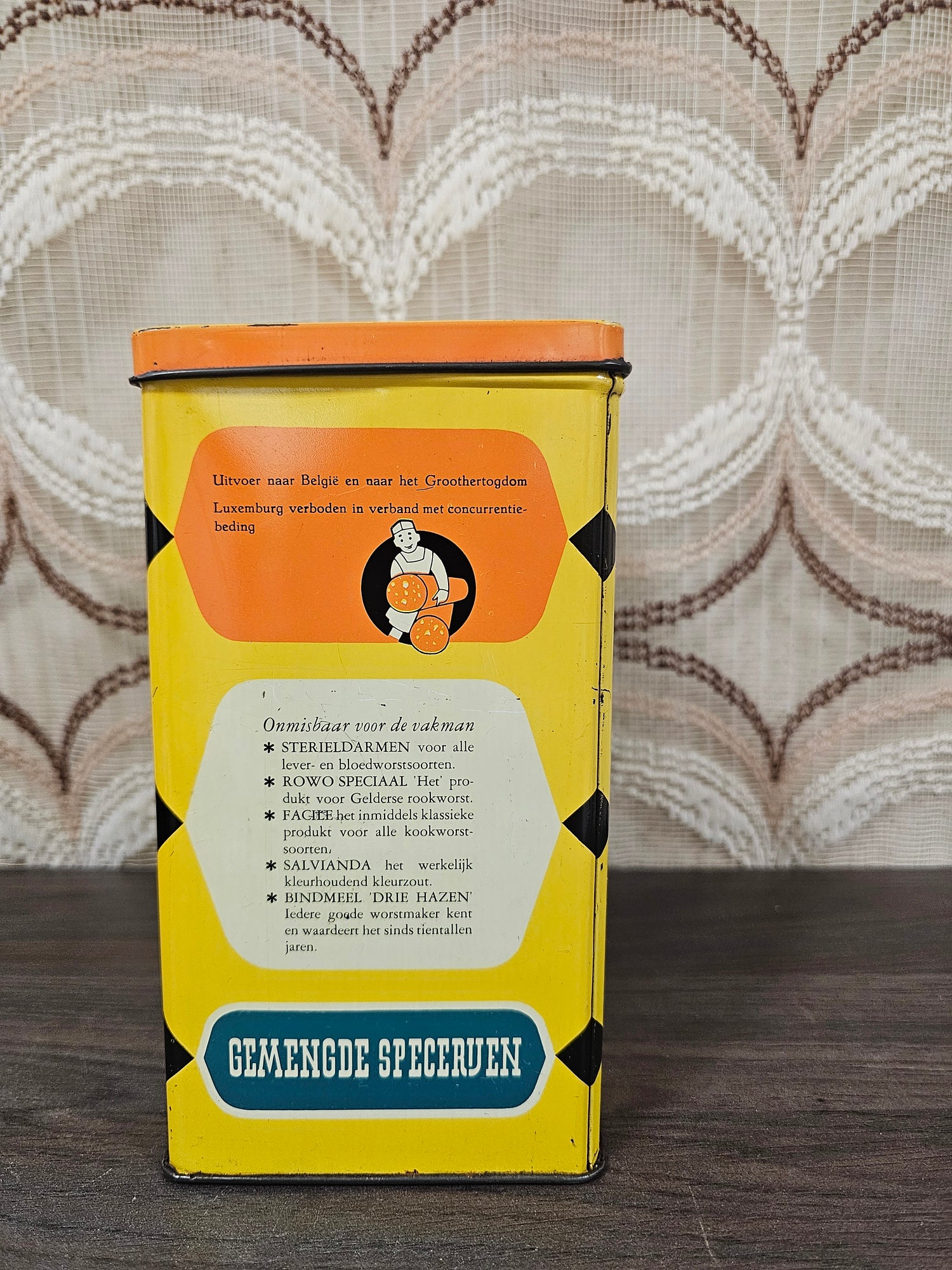 Vintage kruidenblik Van Olphen gemengde specerijen, Den Bosch