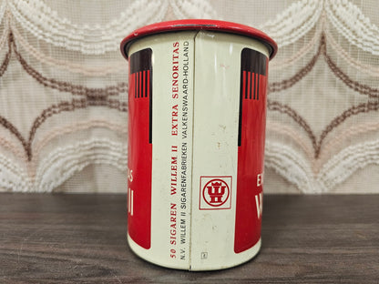 Willem II vintage sigarenblik rood met portret