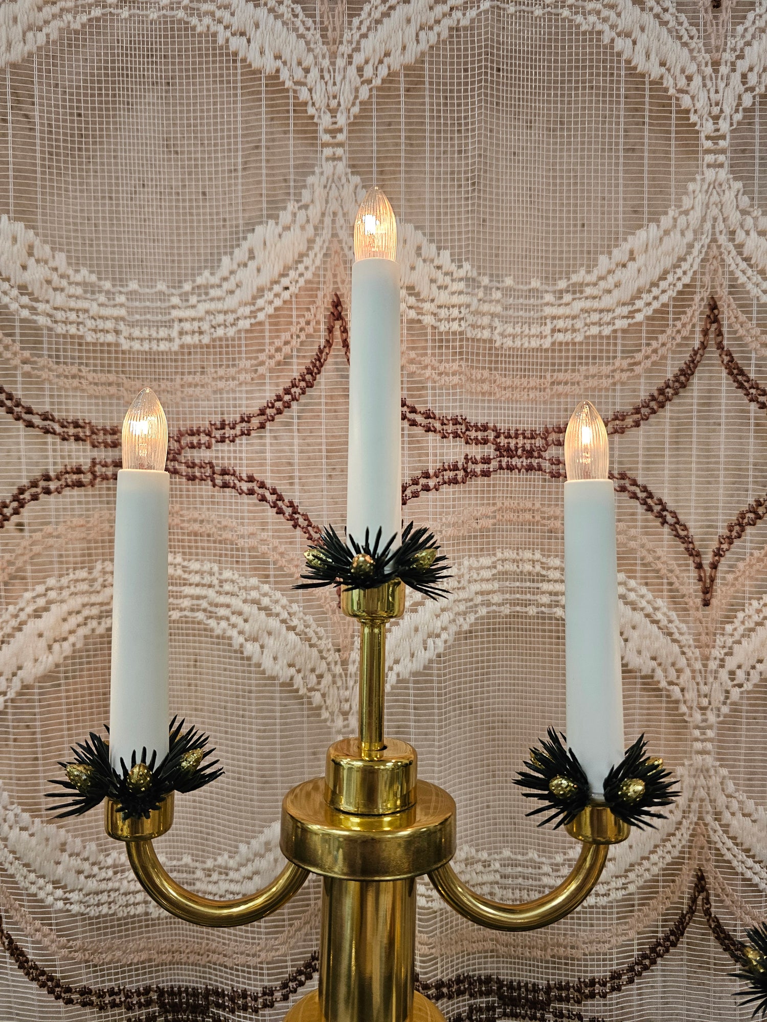 Konstsmide messing elektrische kandelaar vintage kerstverlichting