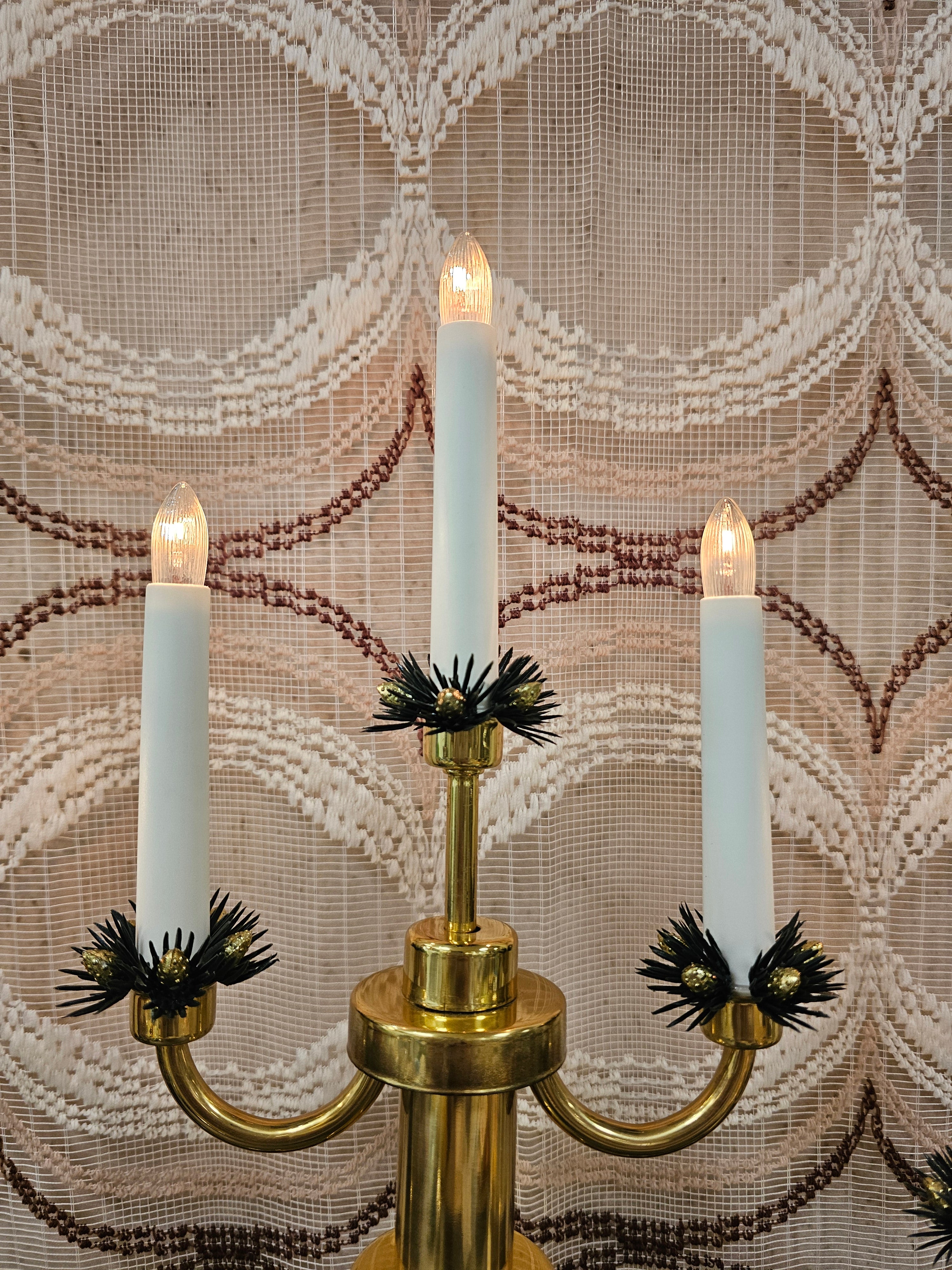 Konstsmide messing elektrische kandelaar vintage kerstverlichting