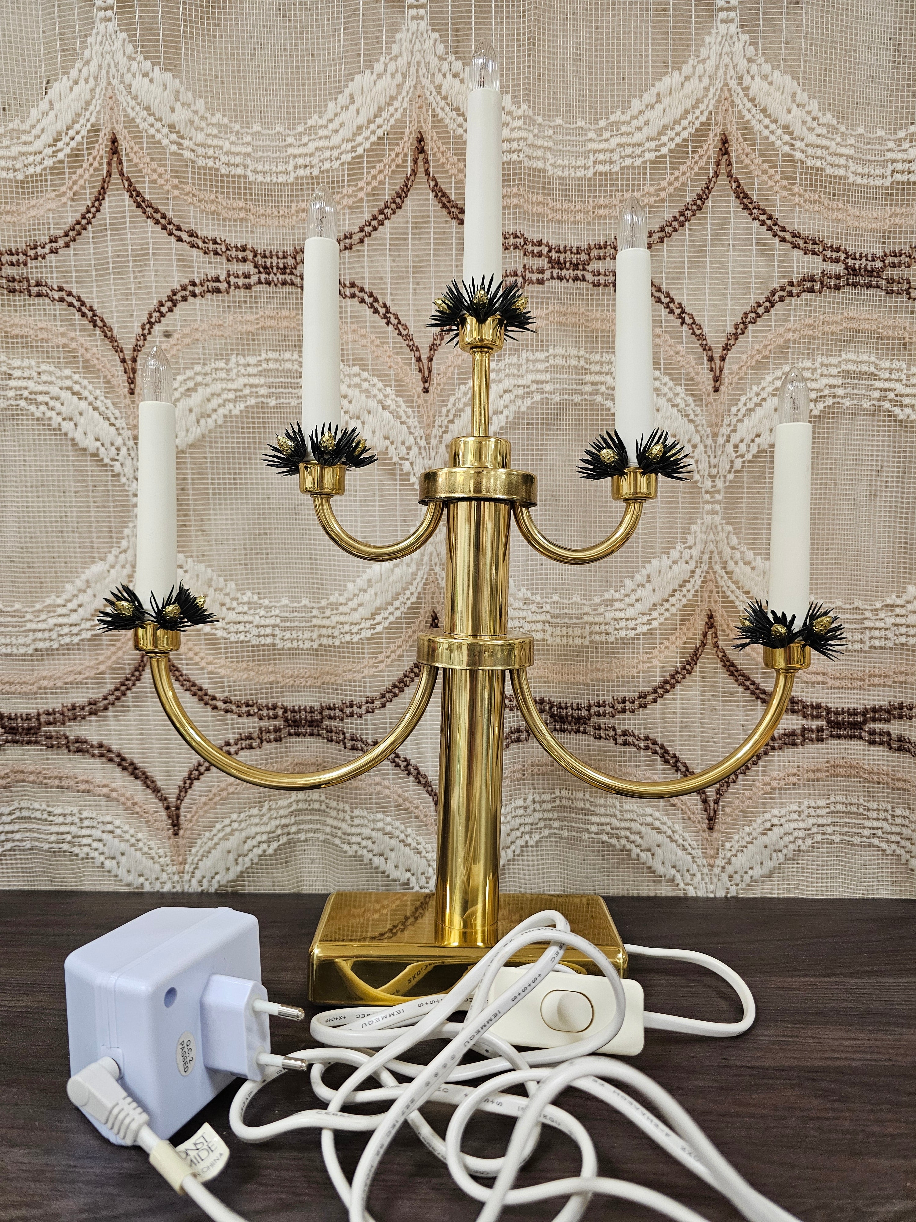 Konstsmide messing elektrische kandelaar vintage kerstverlichting