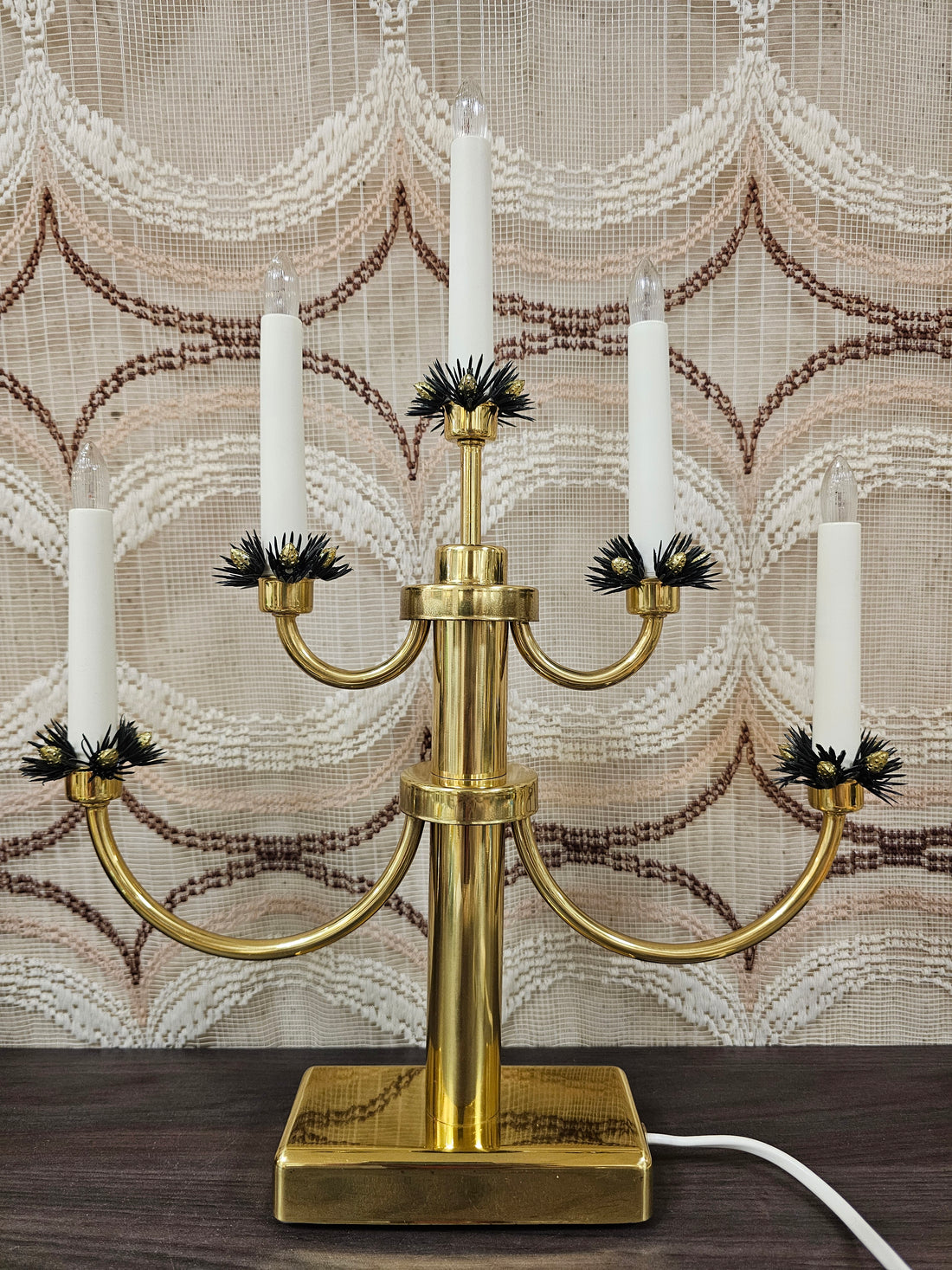 Konstsmide messing elektrische kandelaar vintage kerstverlichting