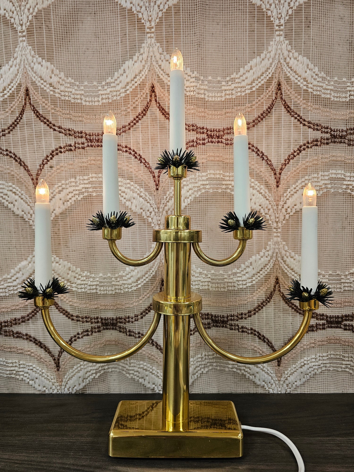 Konstsmide messing elektrische kandelaar vintage kerstverlichting