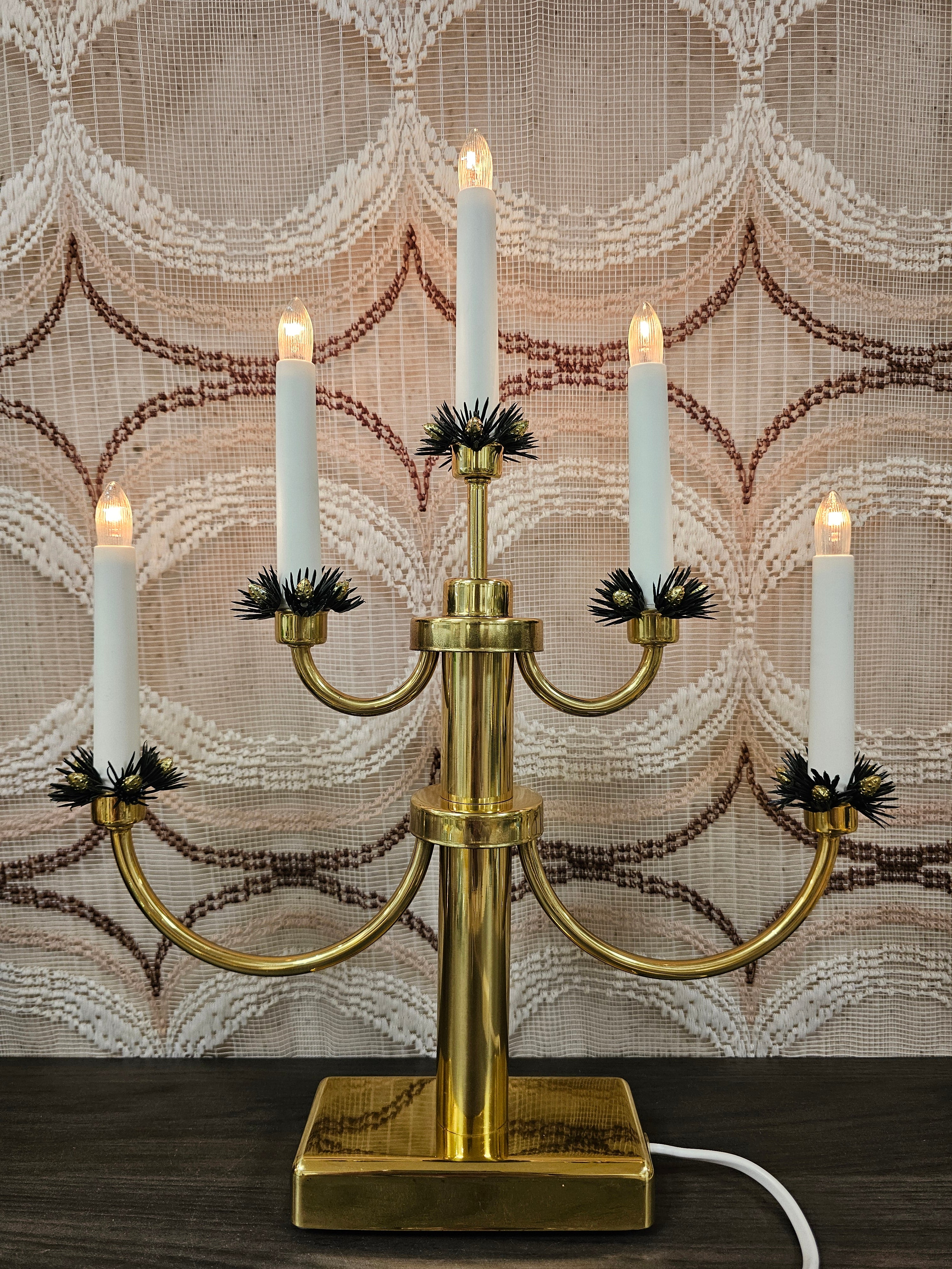 Konstsmide messing elektrische kandelaar vintage kerstverlichting