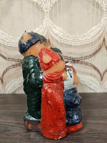 Vintage kerstkaars zingende beren