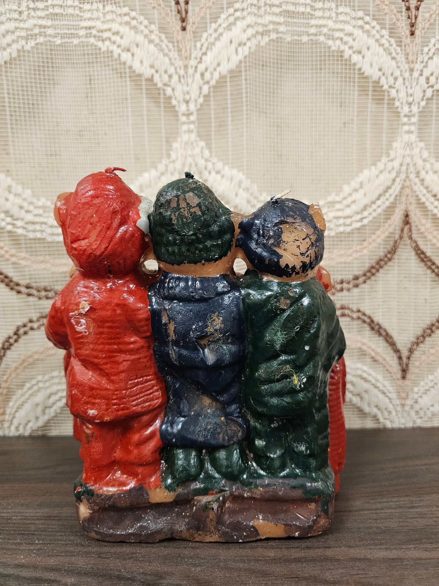 Vintage kerstkaars zingende beren