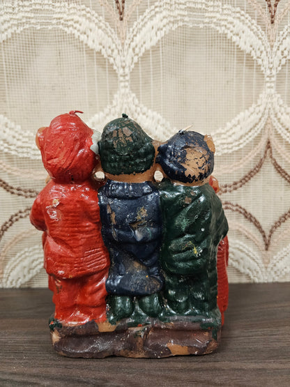 Vintage kerstkaars zingende beren