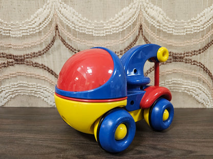 Vintage Ambi Toys takelwagen rood/blauw/geel met haak