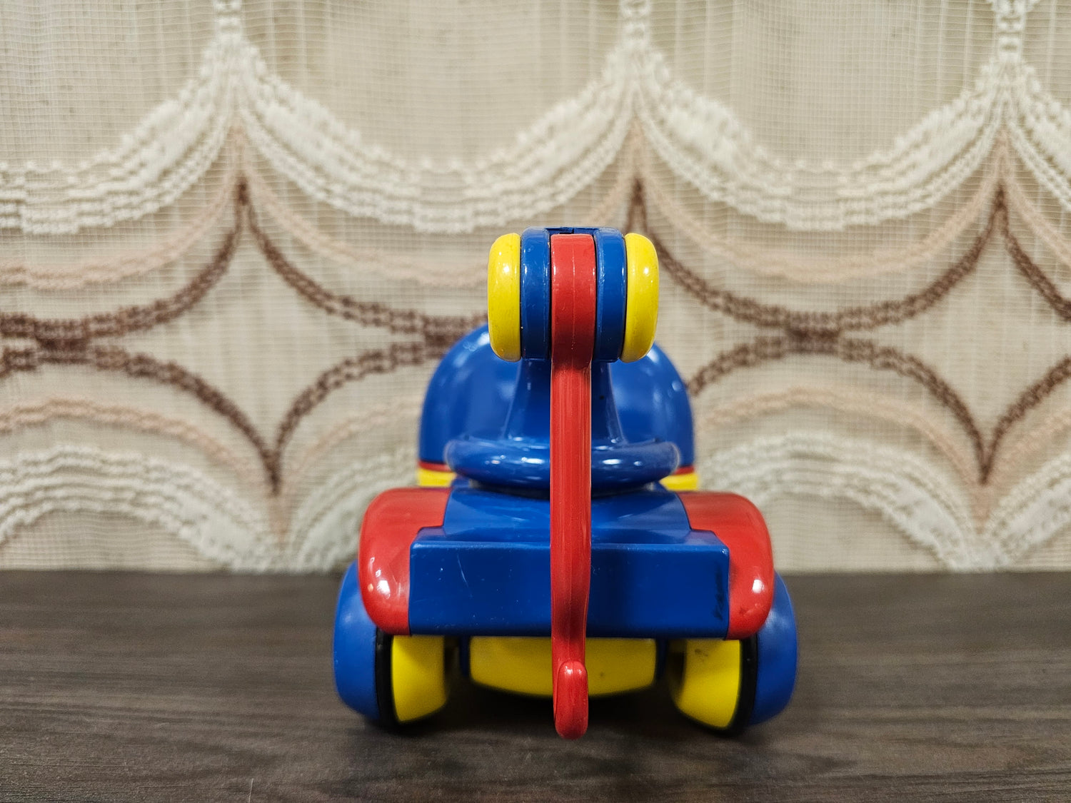 Vintage Ambi Toys takelwagen rood/blauw/geel met haak