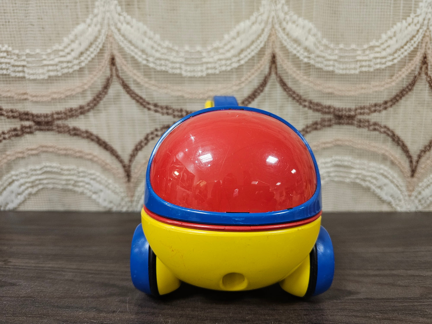 Vintage Ambi Toys takelwagen rood/blauw/geel met haak