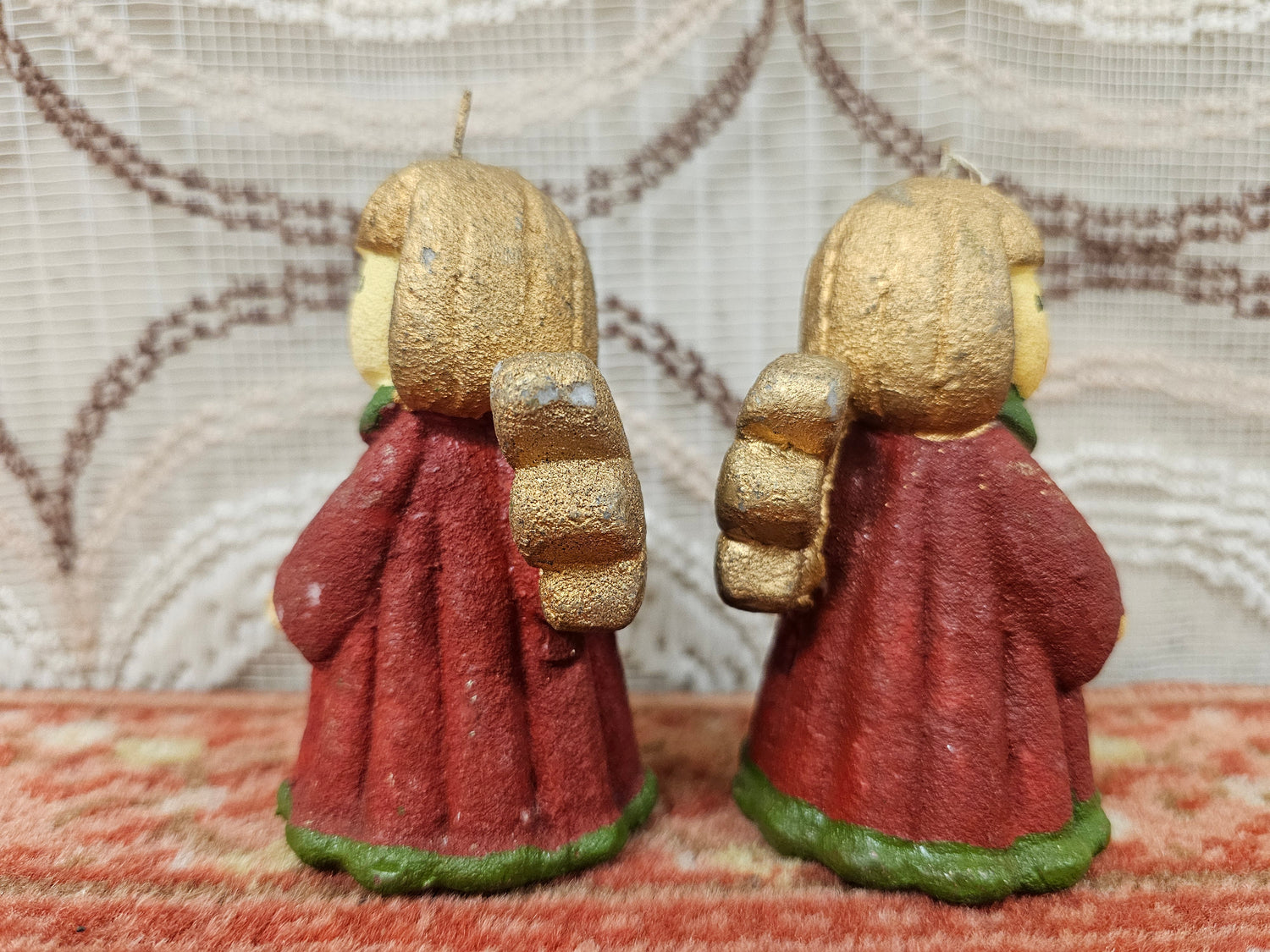 Vintage kerstkaarsen engeltjes – set van 2 (10 cm)