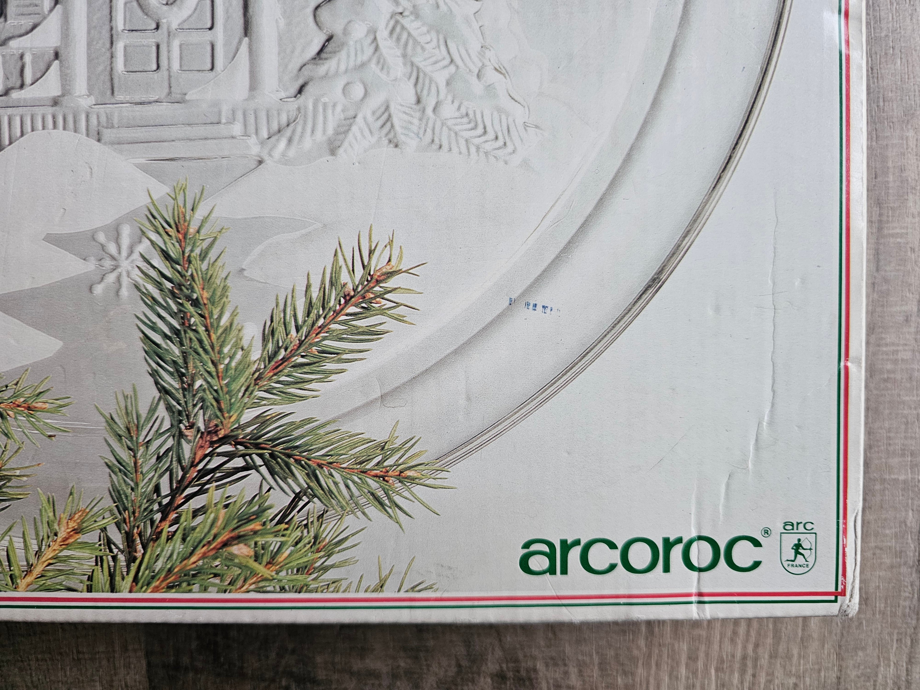 Arcoroc kerst serveerschaal bord van glas met reliëf
