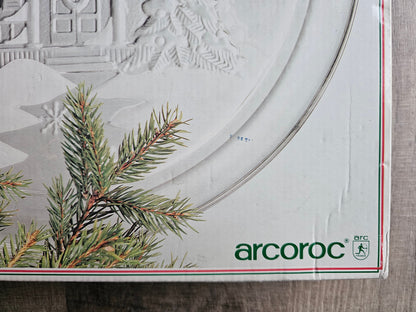 Arcoroc kerst serveerschaal bord van glas met reliëf