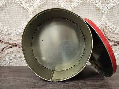 Vintage kerstblik Stille Nacht rond blik 20 cm met muziekblad en krans