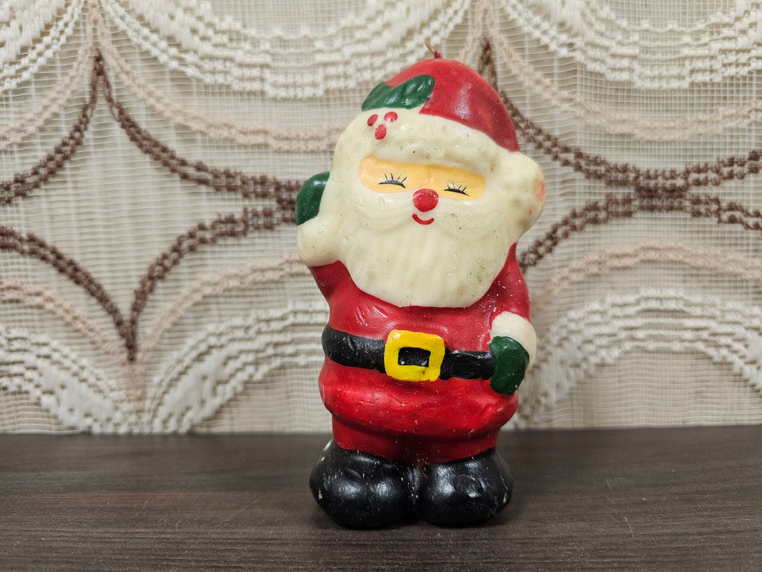 Vintage kerstman kaars jaren 70/80 kerstdecoratie
