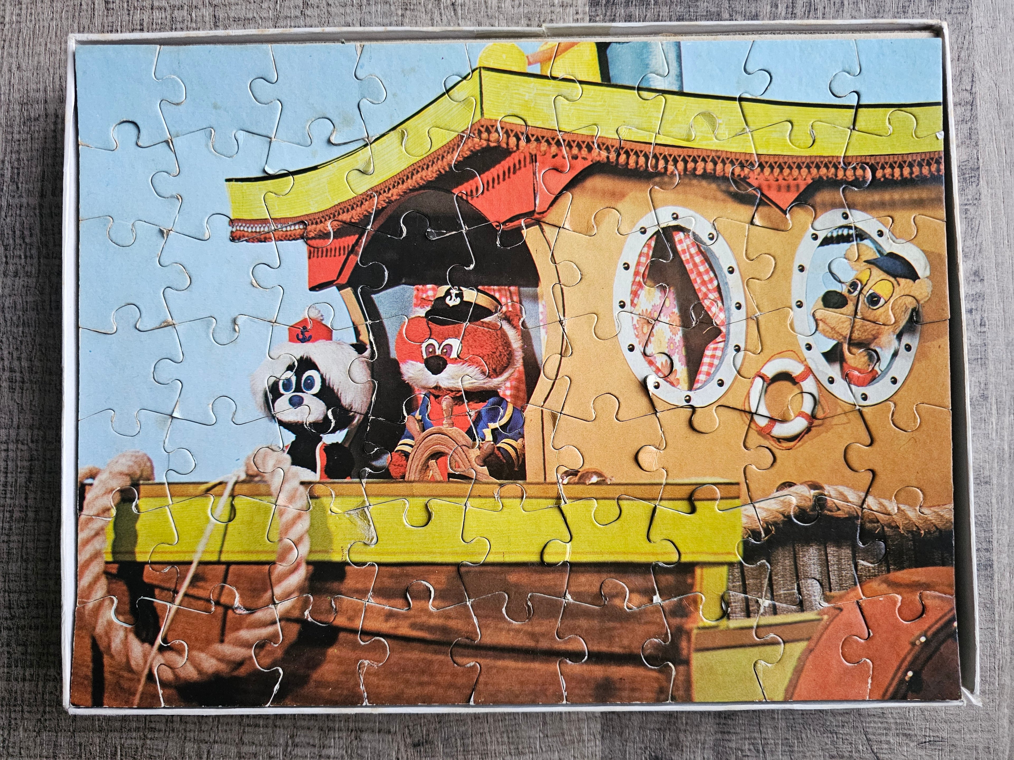 Vintage puzzel Bereboot Kapitein Brom &amp; Brilbeer 63 stukjes