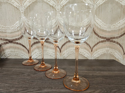Set van 4 Luminarc France vintage wijnglazen zachtroze – 20 cm