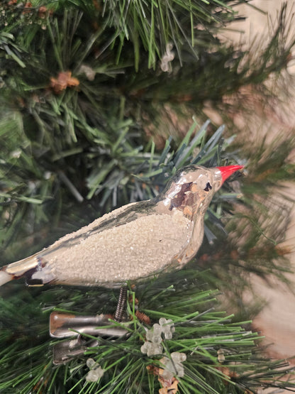 Vintage kerstvogeltje met knijper zilverkleurig