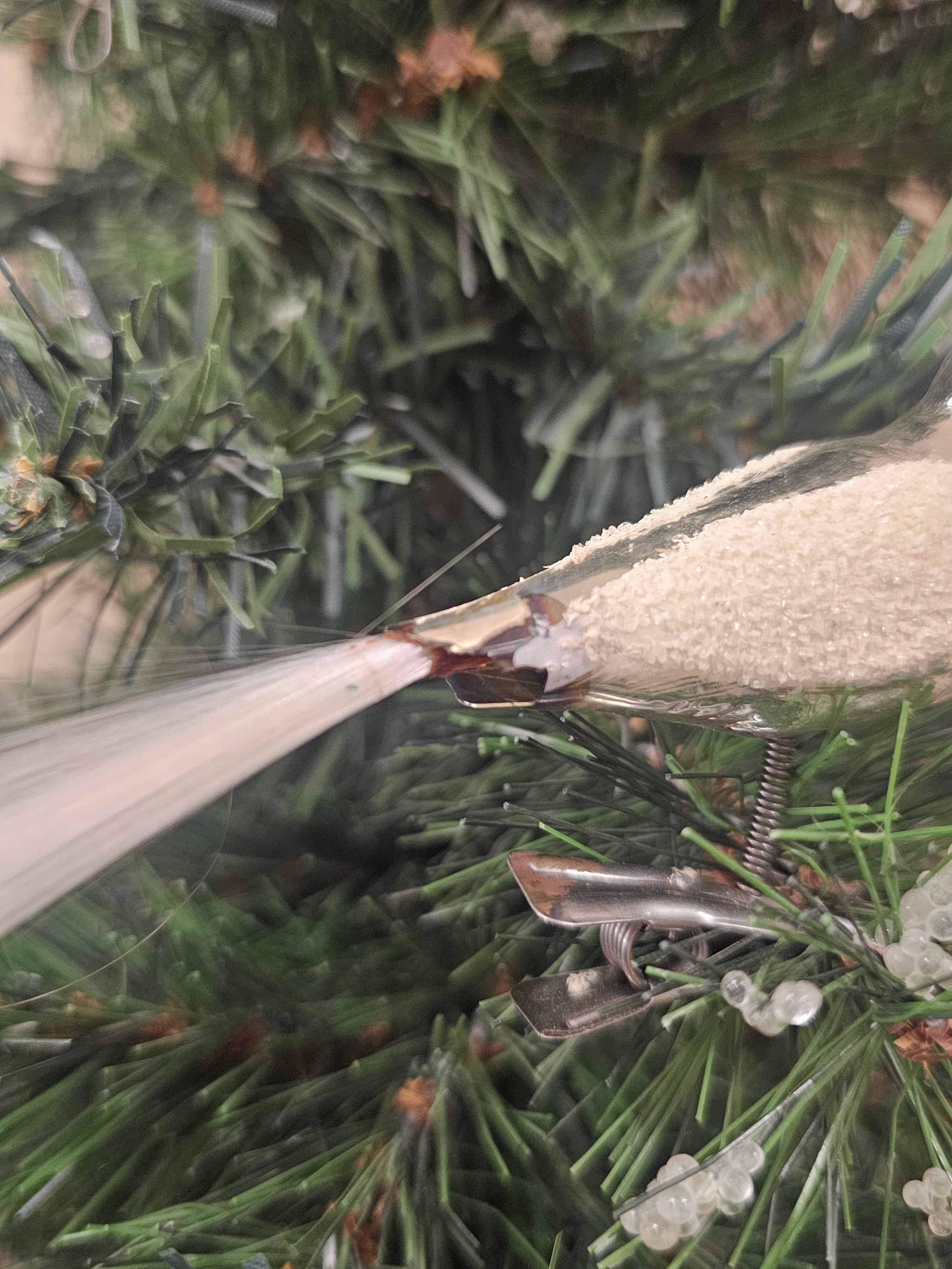 Vintage kerstvogeltje met knijper zilverkleurig