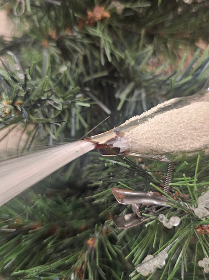 Vintage kerstvogeltje met knijper zilverkleurig