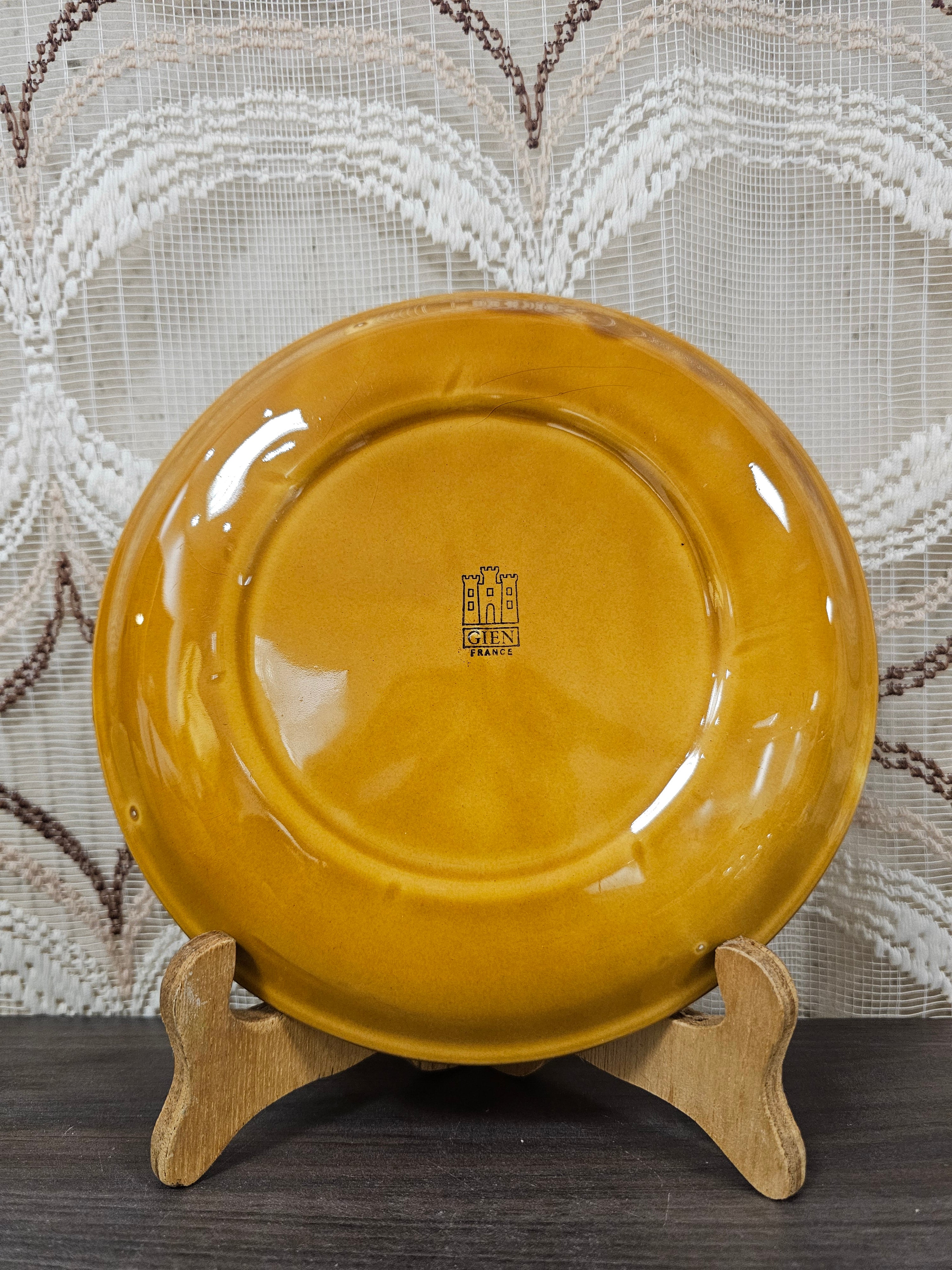 Gien France fonduebord karamelbruin vintage servies