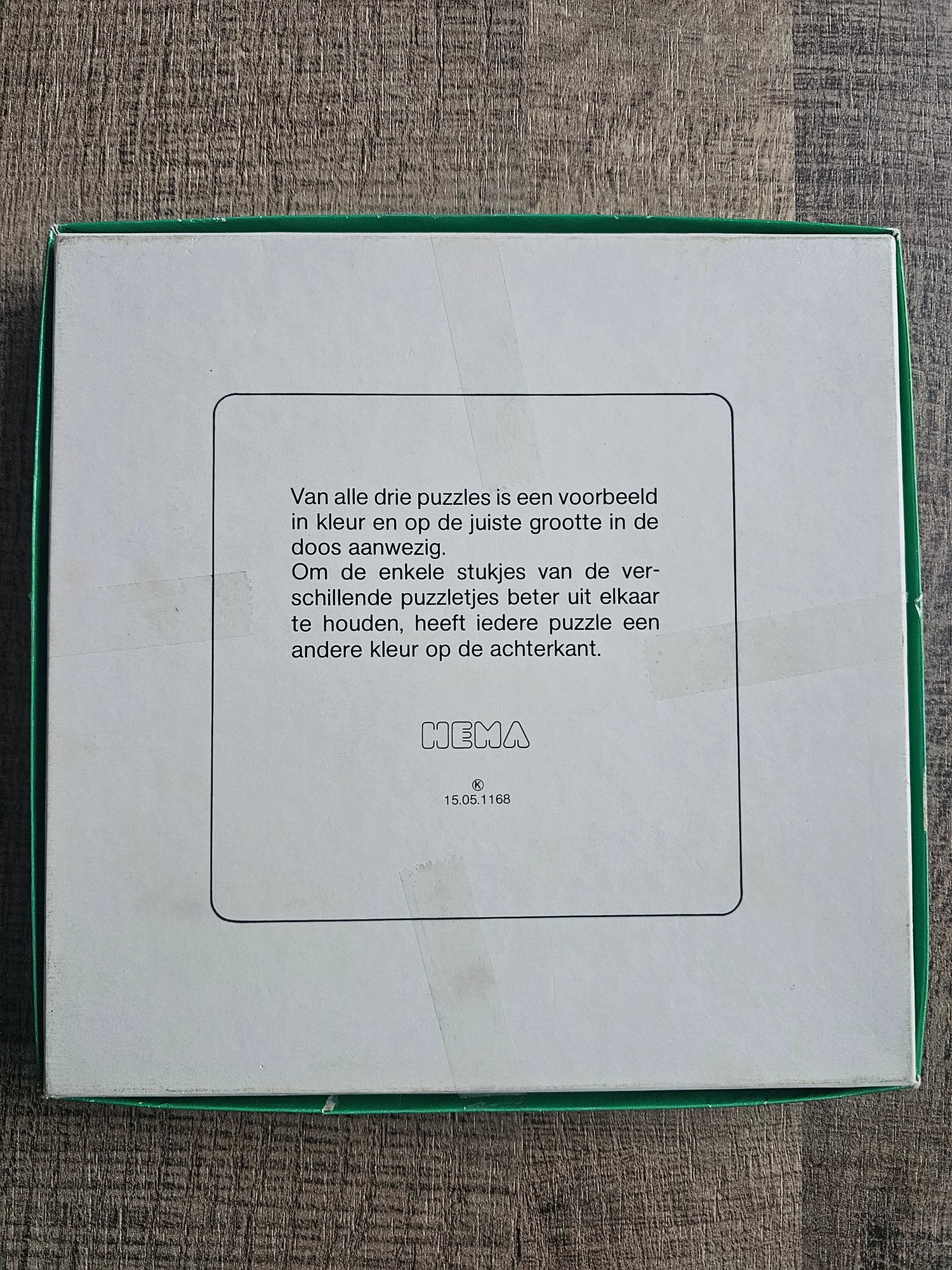 Vintage Hema puzzeldoos 3x36 stukjes